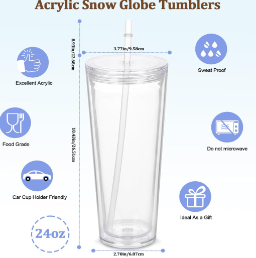 SNOW GLOBE 24OZ TUMBLER