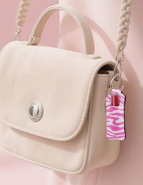 Wrapped Chapstick holder keychain